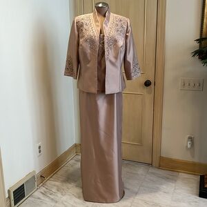 Alex Evenings Dusty Blush Embroidered Jacket and Gown